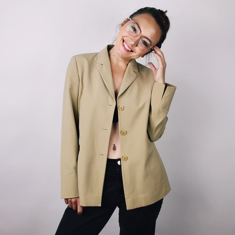 Petite Sophisticate Cream Tan Blazer